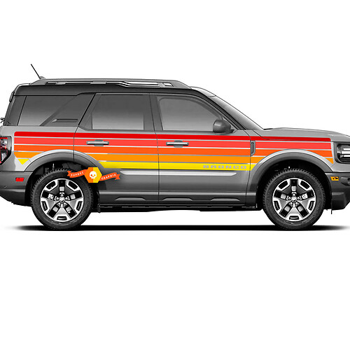 Paar zijkant zonsondergangstrepen vinylstickers stickers voor Ford Bronco
