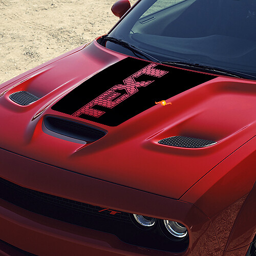 Aangepaste Tekst Honingraat Stijl Motorkap Vinyl Decal voor Dodge Challenger
