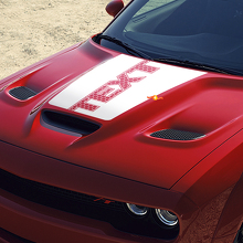 Aangepaste Tekst Honingraat Stijl Motorkap Vinyl Decal voor Dodge Challenger_2