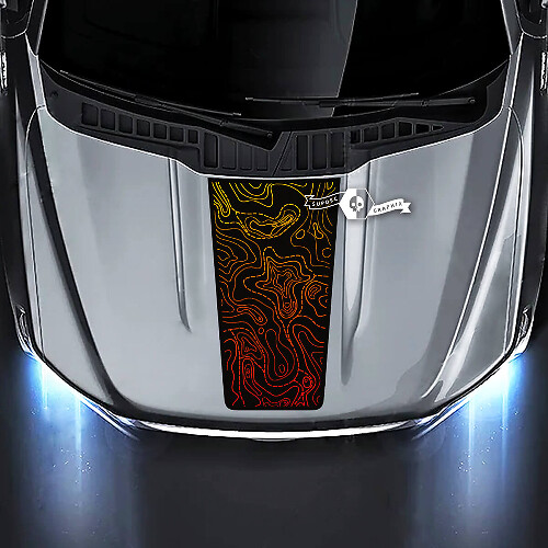 Topografische Kaart Gradient Stijl Motordeksel Vinyl Sticker voor Musclecar truck XL XLT STX Lariat