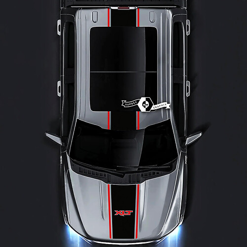 Brede Outline Stripe Motorkap Dak Achterklep Vinyl Decal Kit voor Musclecar truck XLT STX_1