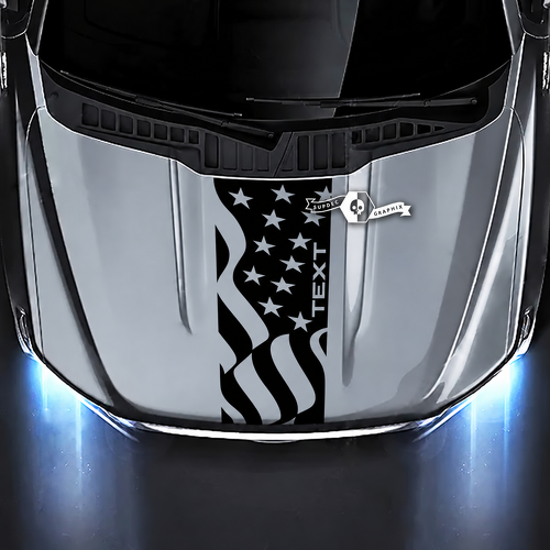TEXT Waving USA Flag Hood Panel Motorkap Vinylsticker voor Ford F-150