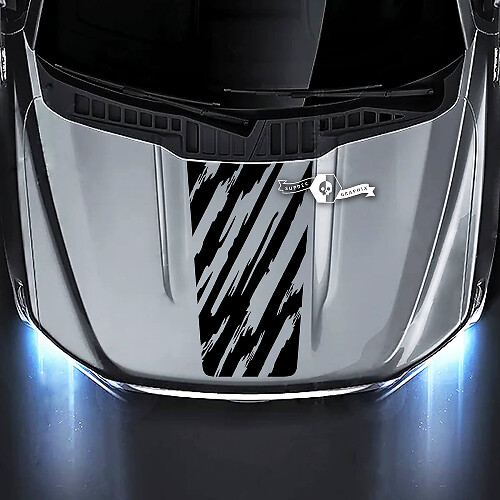 Vinylsticker met gescheurde stijl streep voor motorkap voor Musclecar truck 2015-2020