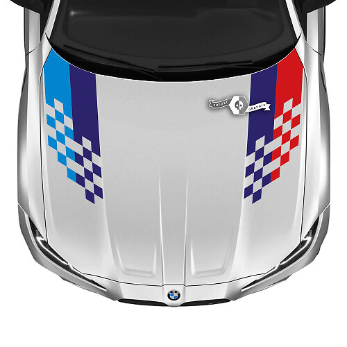 2021+ BMW M4 M3 G80 G82 G83 M Performance Hood M Kleur Dambord Vlag Vinyloverdrukplaatjesticker

