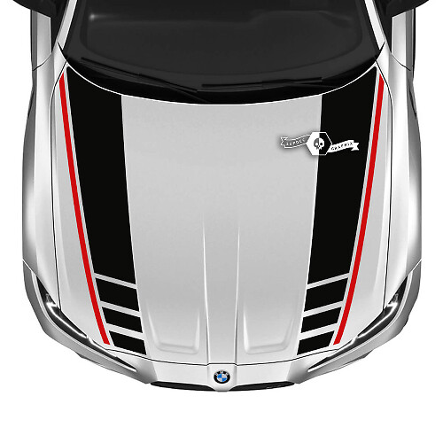 2021+ BMW M4 M3 G80 G82 G83 M Performance Hood M Logo Vinyloverdrukplaatjesticker 2 kleuren
