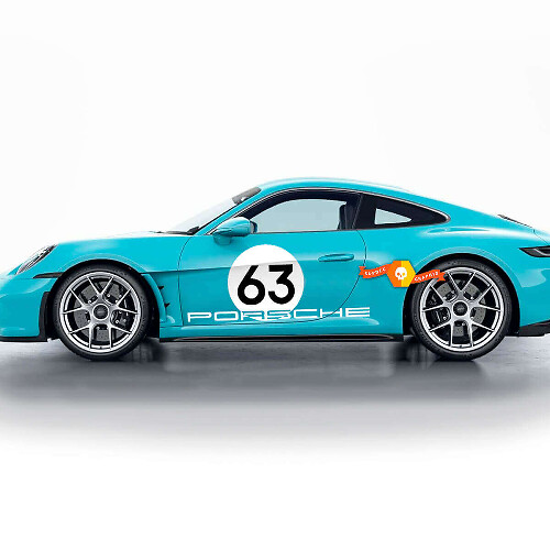 60e Jubileum S/T Stijl Zijdeurdecalsset voor Porsche 911 2023