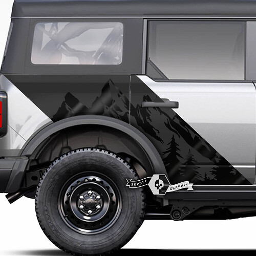 Paar stijldeuren zijkant bergen stickers stickers bos voor Ford Bronco 2 kleuren
