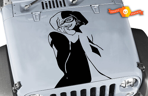 Jeep Hood Harley Quinn kap Grafische Vinyl Decal Sticker Kap Past op elke auto
