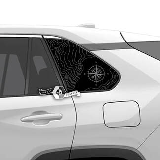 Paar Toyota Rav4 zijruiten topografische kaart kompas vinyl sticker
