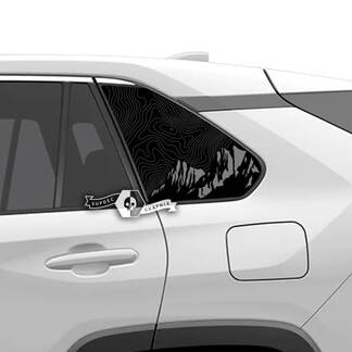 Paar Toyota Rav4 zijruiten topografische kaart berg vinyl sticker
