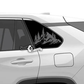 Paar Toyota Rav4 zijruiten topografische kaart bergbos vinyl sticker
