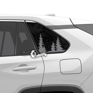 Paar Toyota Rav4 zijruiten topografische kaart bos vinyl sticker
