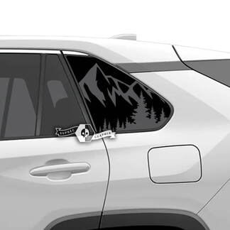 Paar Toyota Rav4 zijramen bergbos vinyl sticker
