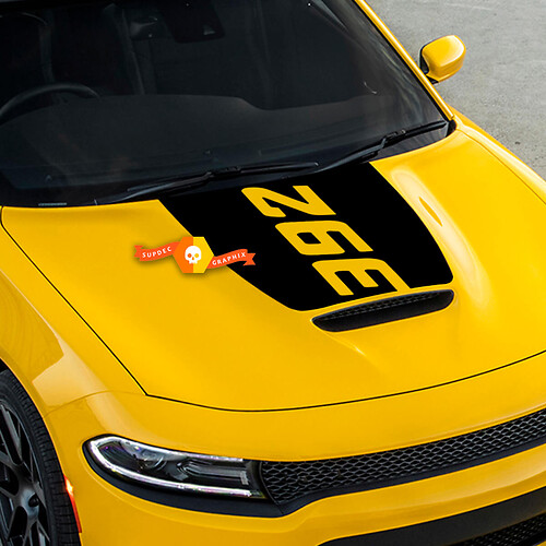 392 Solid Hood Blackout — Vinylsticker (motorkap) voor Dodge Charger