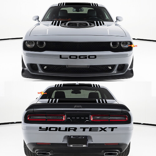 Aangepast Tekst Voor- & Achterbumper Vinyl Decal Kit voor Dodge Challenger