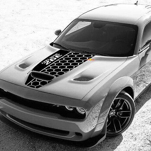 Aangepaste honingraatstijl motorkap vinyl sticker voor Dodge Challenger