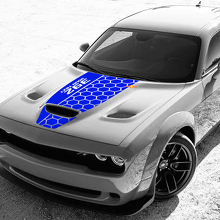 Aangepaste honingraatstijl motorkap vinyl sticker voor Dodge Challenger_2