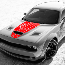 Aangepaste honingraatstijl motorkap vinyl sticker voor Dodge Challenger_3