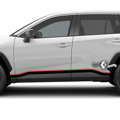 Dubbele gebogen strepen Rocker Panel vinyl decal sticker voor Toyota RAV4 2019-2026