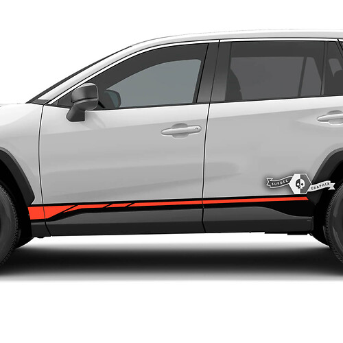 Racingstijl Strepen Rocker Panel Vinyl Stickerset voor Toyota RAV4 2019-2026