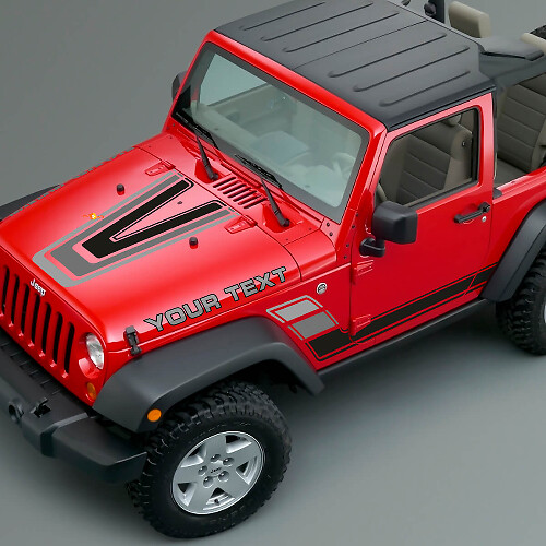 Vintage Strepen Motorkap- & Zijvinylstickerset voor Jeep Renegade CJ5 CJ7