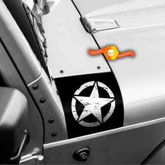 Paar Jeep Wrangler Distressed Star Black Ops Oscar Mike Hood Vinyl Stickers Sticker
