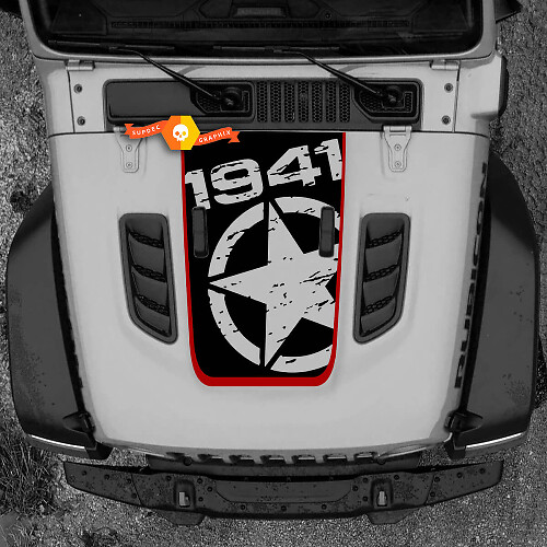1941 Versleten Ster Motorkap Vinyl Sticker voor Jeep Wrangler