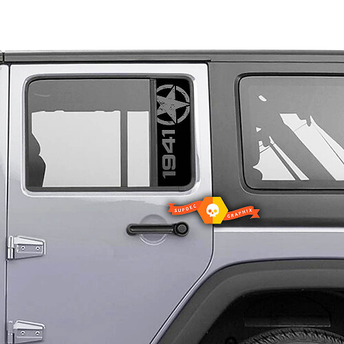 1941 Versleten Ster Achterraam Vinylsticker voor Jeep Wrangler Gladiator