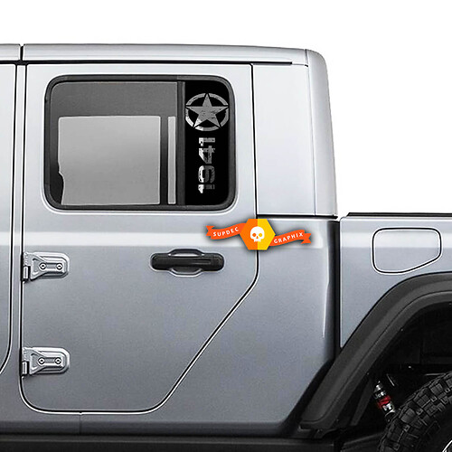 Paar Jeep 1941 raamstijl Star Destroyed Gladiator Wrangler deuren vinylstickers sticker

