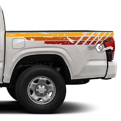 Vintage Versleten Strepen Bedrand Vinyl Sticker voor Toyota Tundra