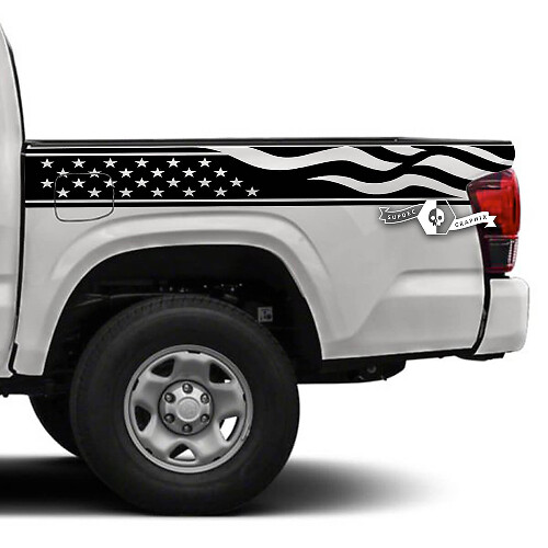 Paar Toyota Tacoma SR5 Bed Side USA Vlag Vinyl Decals Grafische Sticker
