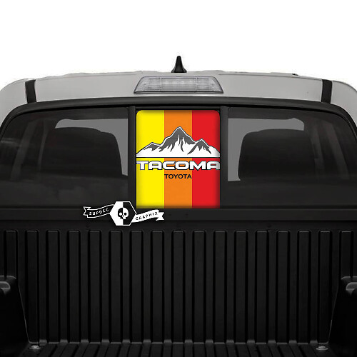 Toyota Tacoma SR5 Pick-up Truck achterruit drie kleuren Old School Sunset Shadow Vinyl Decals grafische sticker
