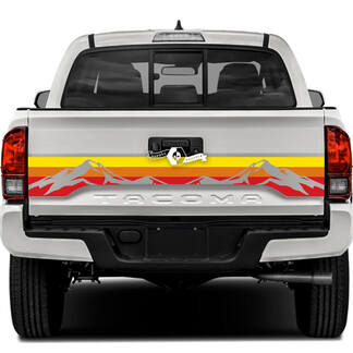 Toyota Tacoma SR5 achterklep drie kleuren Old School Sunset Mountains Vinyl Decals grafische sticker
