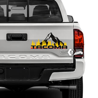 Toyota Tacoma SR5 achterklep bos bergen vinyl stickers grafische sticker
