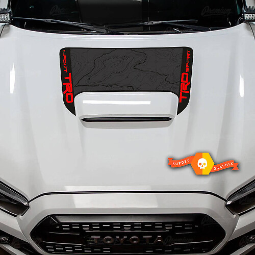 TRD Topografische Kaart Motorkap Vinyl Decal Sticker voor Toyota Tacoma 2016-2024