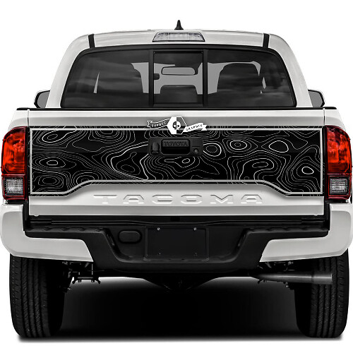 Toyota Tacoma SR5 achterklep topografische kaart Topo vinyl stickers grafische sticker
