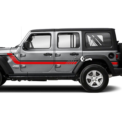 Dubbele Geruite Zijstrepen Vinyl Sticker Decal voor Jeep Wrangler Unlimited