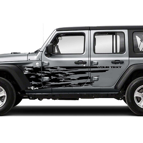 Verweerde Amerikaanse Vlag Zij Vinyl Decal Kit voor Jeep Wrangler Unlimited JK