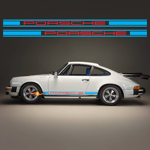 Classic Design Zijstrepen Vinyl Decal Kit voor Porsche 911 SC 1979