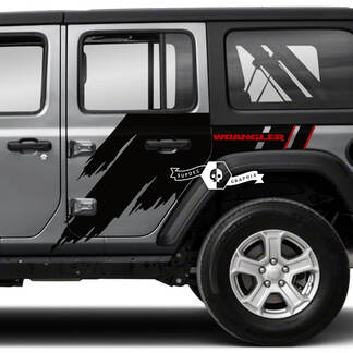 Paar Jeep Wrangler Unlimited Splash Doors Side Mud 2 kleuren grafische sticker JK 4-deurs

