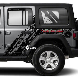 Paar Jeep Wrangler Unlimited Spatdeuren Zijmodder 2 kleuren Logo Wrangler Grafische sticker JK 4-deurs
