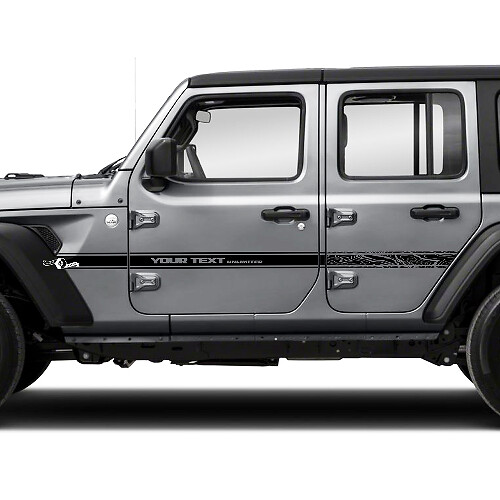 Paar Jeep Wrangler Unlimited Topografische kaart Topo Accent Line deuren Fender Side Stripe Vinyl Sticker sticker
