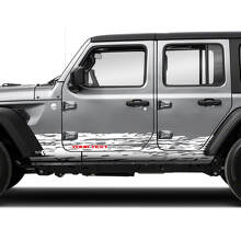Paar Jeep Wrangler Unlimited Doors Rocker Panel Stripes Mud Splash Side Stripe Vinyl Sticker Decal 2 kleuren
 2