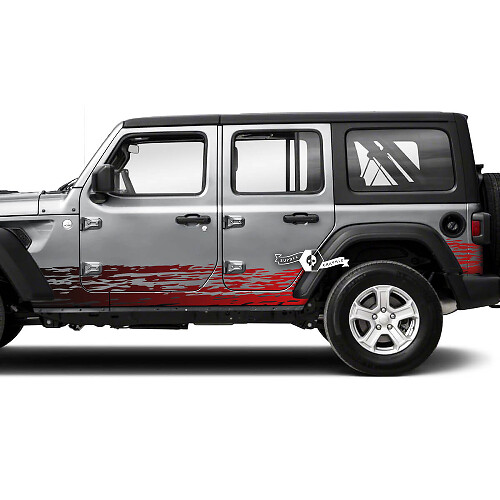 Paar Jeep Wrangler Unlimited Doors Rocker Panel Stripes Mud Splash Side Stripe Vinyl Sticker Decal 2 kleuren
