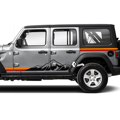 Vintage bergzijde strepen vinyl decal set voor Jeep Wrangler Unlimited