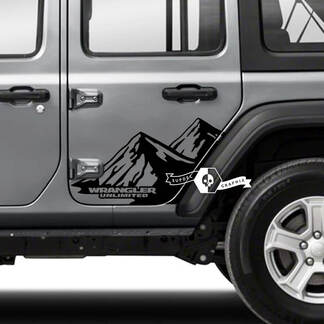 2x Jeep Wrangler Unlimited Doors Fender Mountains Side Stripe 4 kleuren vinyl sticker sticker
