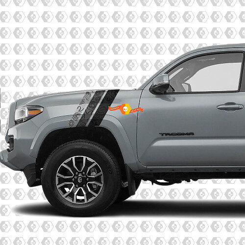 Topografische Stijl Drievoudige Strepen Voorspatbord Vinyl Decal Sticker voor Toyota Tacoma