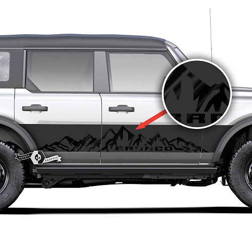 Mountains Style Rocker Panel Zijdeur Stickers 2 voor Ford Bronco