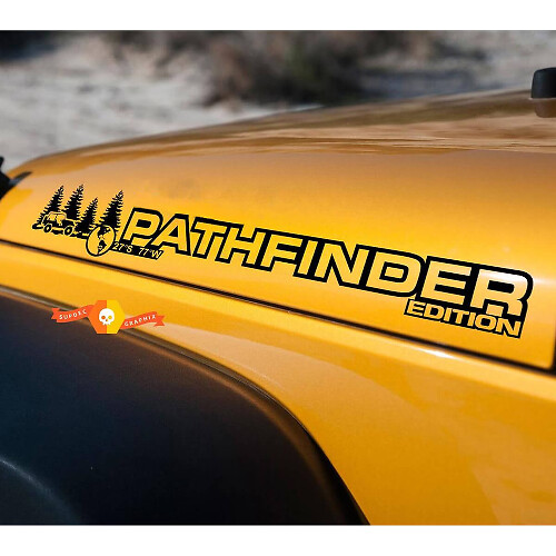 Pathfinder Edition motorkap vinyl decal set voor Jeep Wrangler