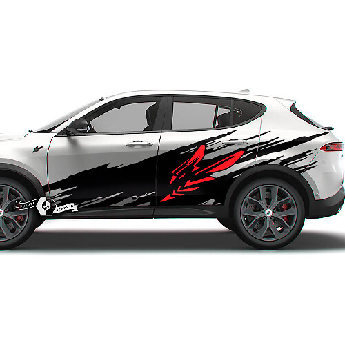 Paar Dodge Hornet deuren zijkant splash wrap vinyl stickers stickers 2 kleuren
